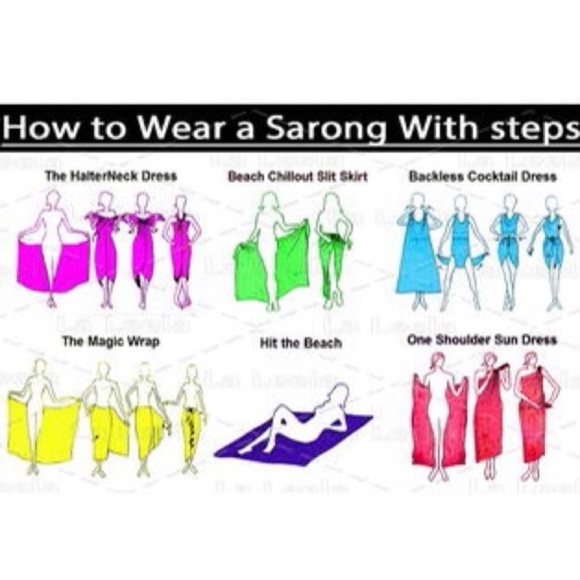 Vintage Indonesian Orange Navy Purple Green Hand Dyed Batik Sarong Pareo Coverup - Picture 10 of 10